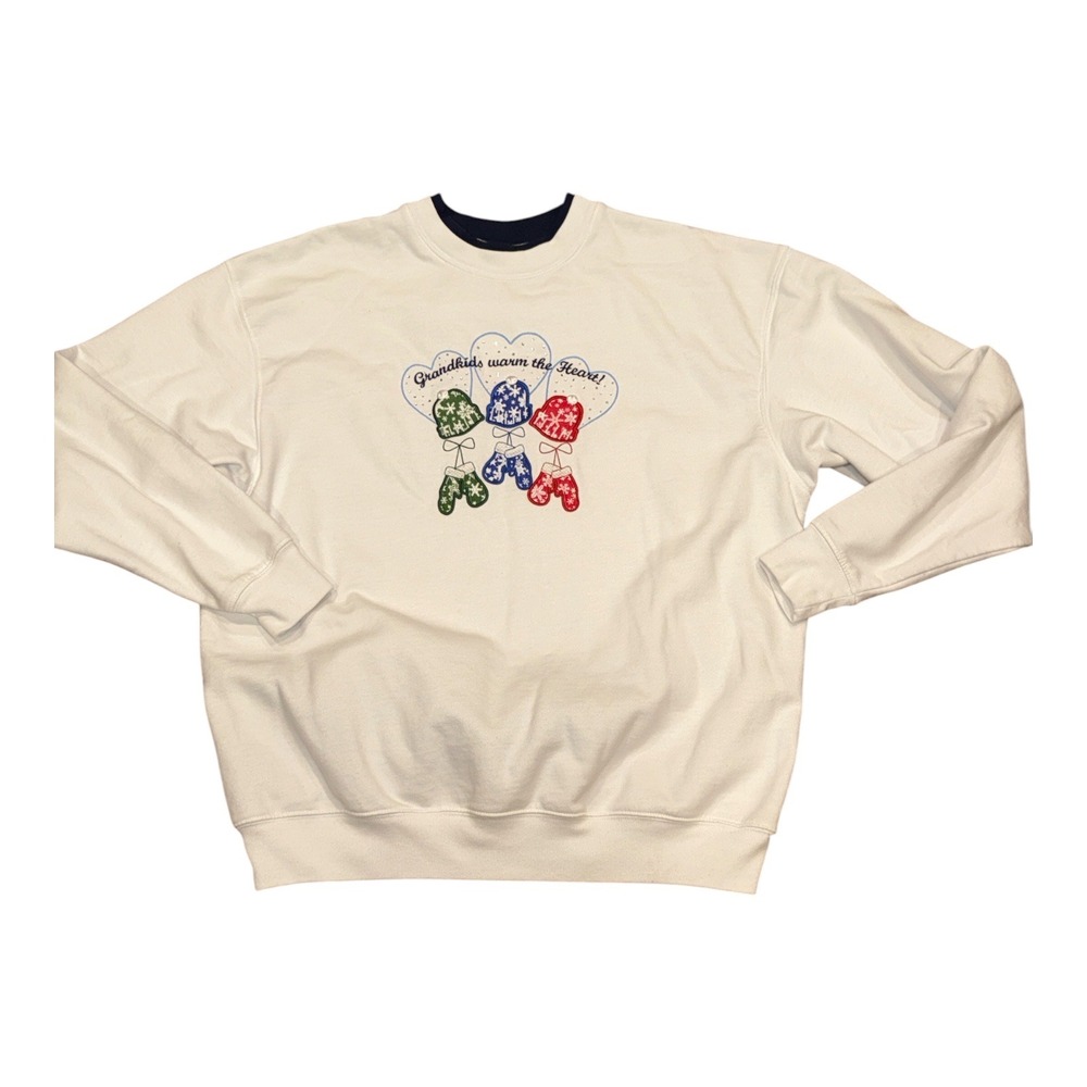 MC Sportswear Grandkids Warm The Heart Embroidered Sweatshirt Cream XL gradma